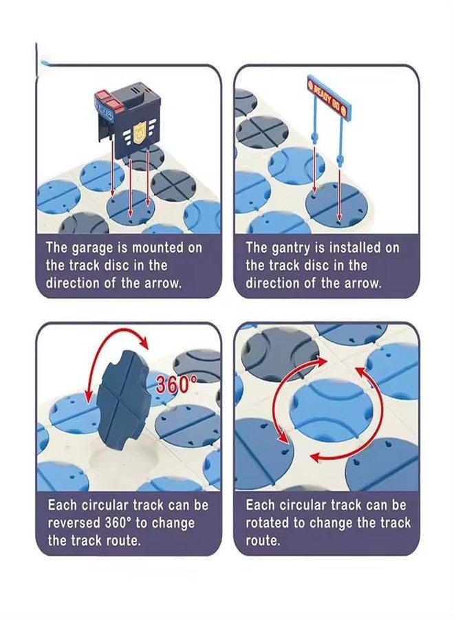 EXOMOON DIY Track Maze Race Car Track Building Block Educational Toy Set Tiles DIY Play Set 2 Light Up Car STEM Learning Construction (Police Car) - Image 2